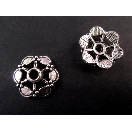 Leisure-Beads - 2x Perlenkappen 15x4mm silberfarbene filigrane Perlen Kappen - Schmuckzubehör Perlenkappe