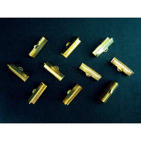 10x goldfarbene Bandklemme 20mm Bandverbinder - Schmuckzubehör