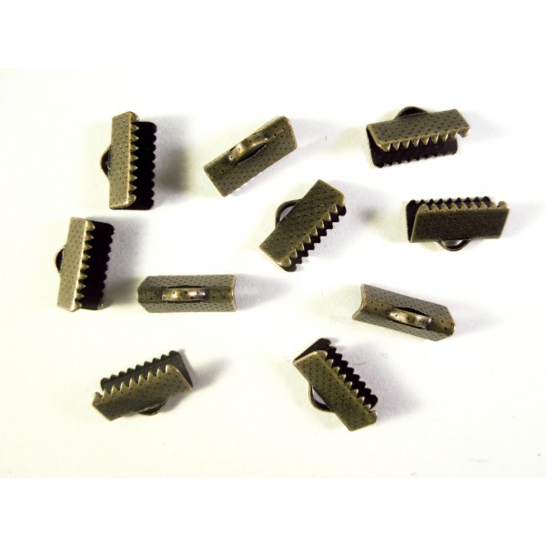 10x bronzefarbene Bandklemme 13mm bronzefarbene Bandklemmen Samtbandklemmen - Schmuckzubehör - Leisure-Beads DIY