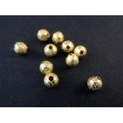 Leisure-Beads - 10x Stardust 4mm angerauhte Metallperlen goldfarben Kugel Spacer - Schmuckzubehör Metallperlen