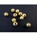 10x Stardust 4mm angerauhte Metallperlen goldfarben Kugel Spacer - Schmuckzubehör Metallperlen