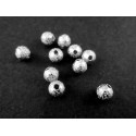 10x Stardust 4mm angerauhte Metallperlen hellsilberfarben Kugel Spacer - Schmuckzubehör Metallperle