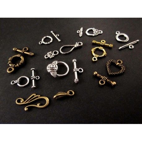 Leisure-Beads - 10x Knebelverschluss Mix 1 Schmuckzubehör Set für Ketten - Schmuckzubehör Set