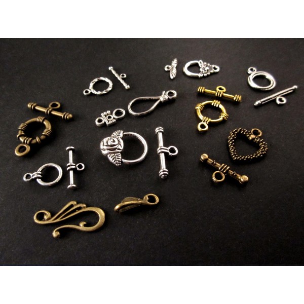 10x Knebelverschluss Mix 1 Schmuckzubehör Set für Ketten - Schmuckzubehör Set - Leisure-Beads DIY