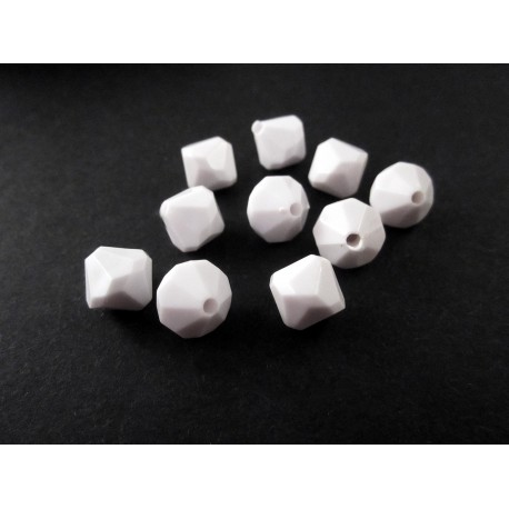 Leisure-Beads - 10x weisse 10mm Acryl Rhomben Perlen - Schmuckzubehör Acrylperlen