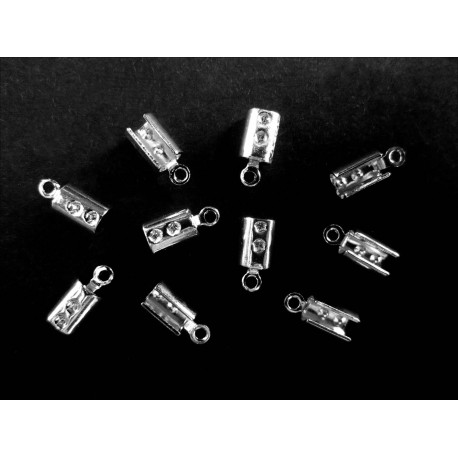 Leisure-Beads - 10x hellsilberfarben Endkappen Innen 4mm 12,5x5,2mm Klemme - Schmuckzubehör Endkappe