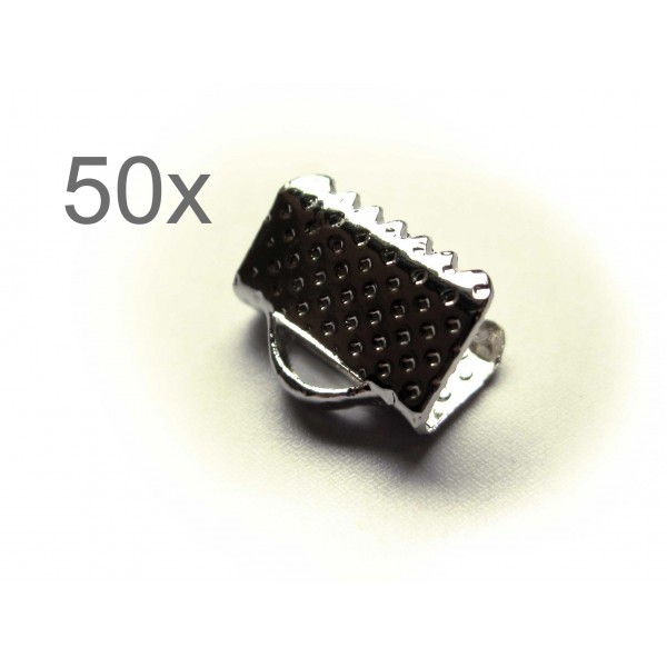 50x silberfarbene Bandklemme 10mm silberfarbene Bandverbinder - Schmuckzubehör - Leisure-Beads DIY