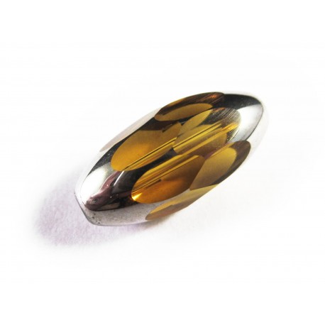 Leisure-Beads - 1x 18x9mm Glasperle topaz silberfarben geschliffen in Olivenform - Schmuckzubehör Glasperlen
