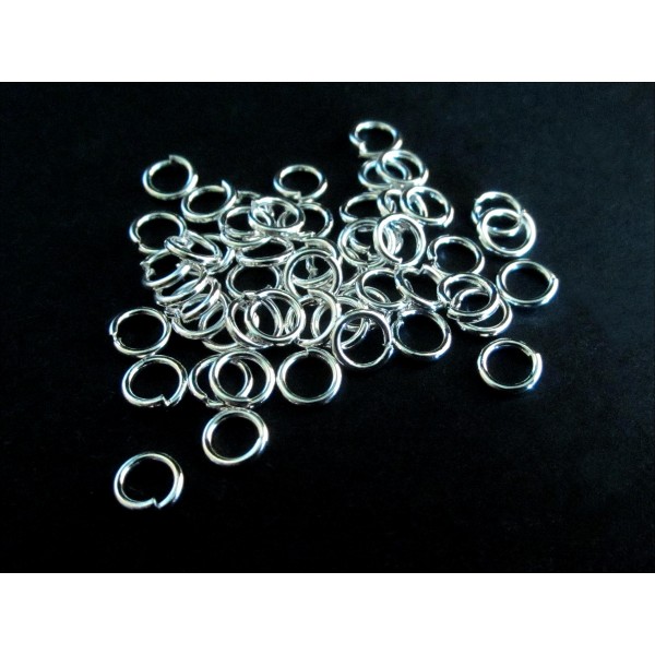 50x hellsilberfarben Biegeringe 5mm x 1mm Binderinge - Schmuckzubehör Biegering