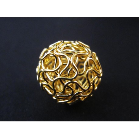 Leisure-Beads - 1x vergoldete 18mm Draht Metallperle goldfarbene Drahtperle Spacer - Schmuckzubehör Metallperle