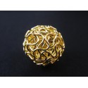 1x vergoldete 18mm Draht Metallperle goldfarbene Drahtperle Spacer - Schmuckzubehör Metallperle