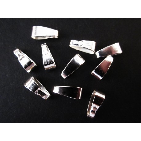 Leisure-Beads - 10x hellsilberfarbene Collierschlaufe 11x4mm Anhängerhaken - Schmuckzubehör Collierschlaufe