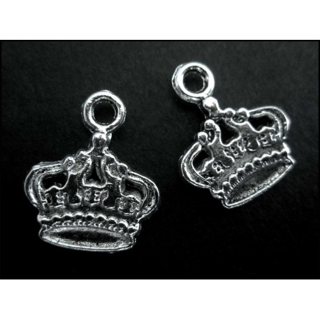 Leisure-Beads - 2x silberfarben Krone Anhänger 17x14mm Schmuckanhänger - Schmuckzubehör