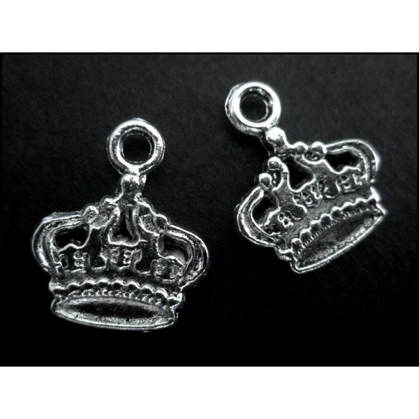 2x silberfarben Krone Anhänger 17x14mm Schmuckanhänger - Schmuckzubehör - Leisure-Beads DIY