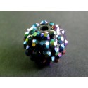 1x blaugrüne Shamballa 14x16mm Strass Perle mit AB-Effekt - Schmuckzubehör Shamballa