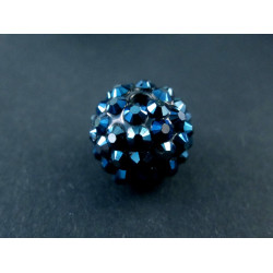 Leisure-Beads - 1x schwarzblaue Shamballa 14x16mm Strass Perle mit AB-Effekt - Schmuckzubehör Shamballa