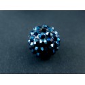1x schwarzblaue Shamballa 14x16mm Strass Perle mit AB-Effekt - Schmuckzubehör Shamballa