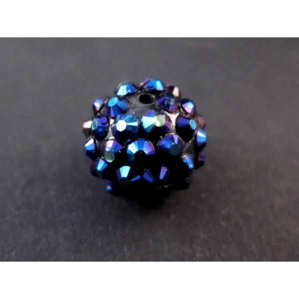 1x pflaumenblaue Shamballa 14x16mm Strass Perle mit AB-Effekt - Schmuckzubehör Shamballa - Leisure-Beads DIY
