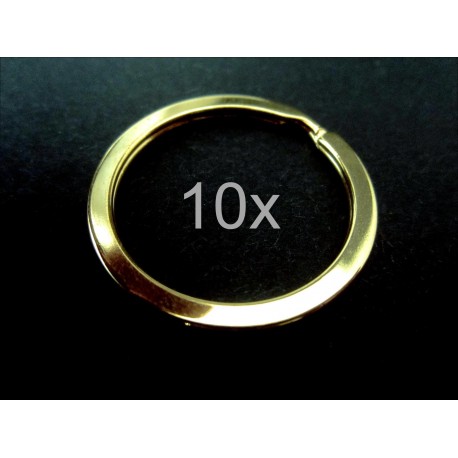 Leisure-Beads - 10x Schlüsselring goldfarben 32mm goldfarben vermessingter Schlüsselring stabil und massiv - Schmuckzubehör