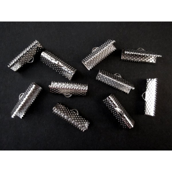 10x silberfarbene Bandklemme 20mm silberfarbene Bandverbinder - Schmuckzubehör
