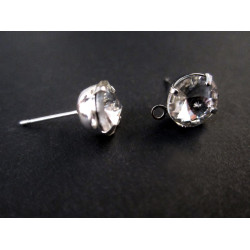 Leisure-Beads - 2x Strass Ohrstecker 18x11x8mm silberfarben mit Öse - Schmuckzubehör Ohrringe basteln