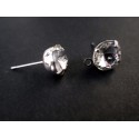 2x Strass Ohrstecker 18x11x8mm silberfarben mit Öse - Schmuckzubehör Ohrringe basteln