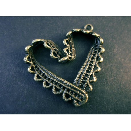 Leisure-Beads - 1x bronzefarbener Herz Anhänger 31x31mm - Schmuckzubehör