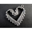 1x silberfarben Herz Anhänger 31x31mm Trachtenherz silberfarben Schmuckanhänger - Schmuckzubehör