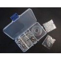 Schmuckzubehör Set in Sortierbox Karabiner Knebelverschluss Metallperlen etc. - Schmuckzubehör Set