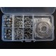 Metall Schmuckzubehör Set in Sortierbox Karabiner Knebelverschluss Metallperlen etc. - Schmuckzubehör Set