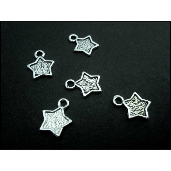 5x silberfarben Sternanhänger 12x13mm Schmuckanhänger - Schmuckzubehör Anhänger - Leisure-Beads DIY