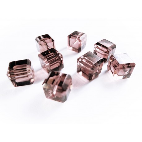 Leisure-Beads - 4x Amethyst 10x10mm Glas Würfel Perlen mit geschliffener Kante - Glasschmuck Schmuckzubehör