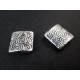 2x silberfarbene 10x10x3mm Metallperlen Viereck / Quadrat Spacer - Schmuckzubehör Metallperle