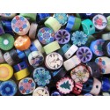 20x 10mm Polymer Clay Blumen Perlen und andere Muster im bunten Mix - Schmuckzubehör