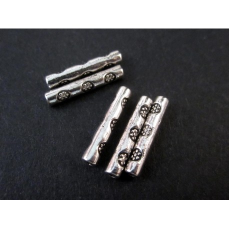 Leisure-Beads - 5x Tube silberfarbene Röhrchen 14.5x2.5mm Metallperlen Spacer - Schmuckzubehör Metallperle