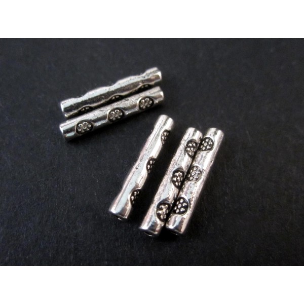 5x Tube silberfarbene Röhrchen 14.5x2.5mm Metallperlen Spacer - Schmuckzubehör Metallperle - Leisure-Beads DIY