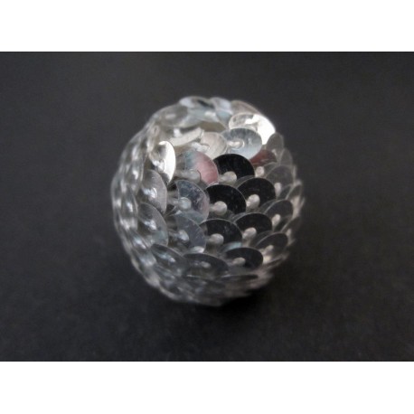 Leisure-Beads - 1x 22mm silberfarben Pailletten Perle silberfarben Glitzerperle - Schmuckzubehör