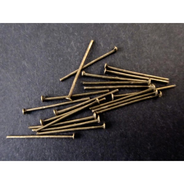 20 bronzefarbene Nietstifte 16mm Schmuckdraht mit Kopf - Schmuckzubehör