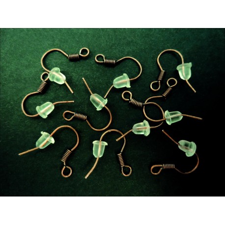 Leisure-Beads - 10x kupferfarben Ohrfedern 15x18mm mit Stopper - Schmuckzubehör zum Ohrringe selbermachen
