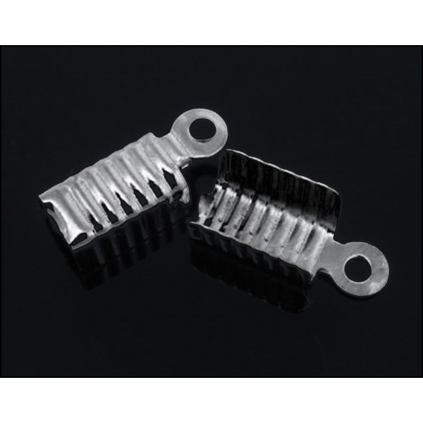 10x Endkappe 12x5mm silberfarben Lederband Klemme - Schmuckzubehör Endkappe