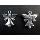 2x Weihnachtsengel silberfarbene Schmuckanhänger ca. 21x20mm - Schmuckzubehör