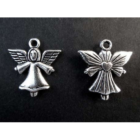 Leisure-Beads - 2x silberfarben Schutzengel 21x20mm Schmuckanhänger - Schmuckzubehör Weihnachten