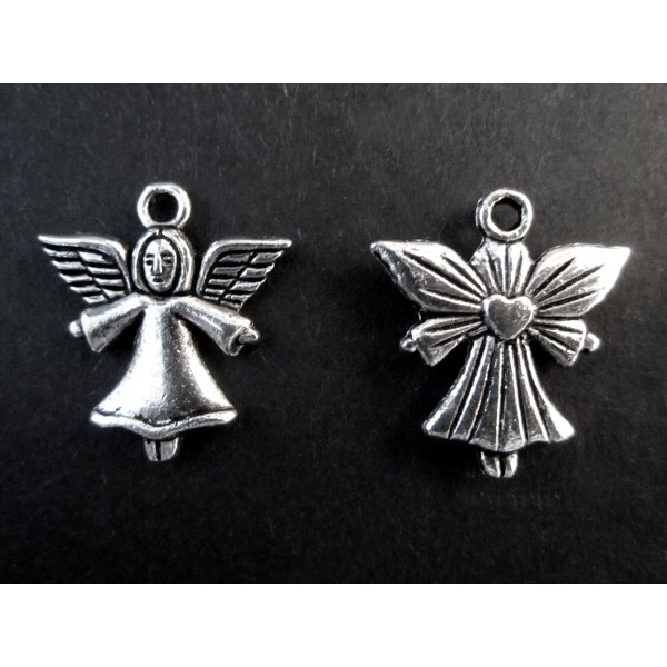 2x silberfarben Schutzengel 21x20mm Schmuckanhänger - Schmuckzubehör Weihnachten - Leisure-Beads DIY