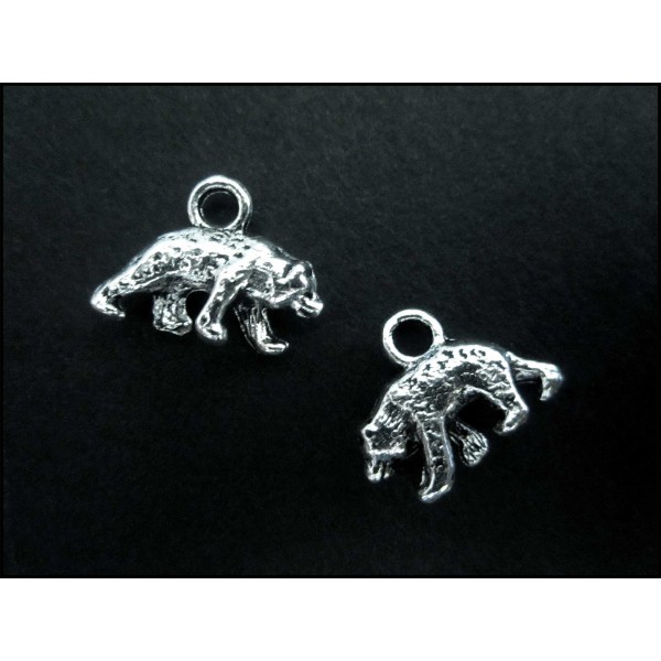 1x silberfarben Bär Eisbär Anhänger 16mm Schmuckanhänger - Schmuckzubehör - Leisure-Beads DIY