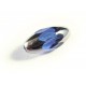 1x große blaue Perle aus Kristallglas 18x9mm mit Silberenden geschliffen in Olivenform - Schmuckzubehör Kristallglasperlen