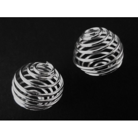 Leisure-Beads - 2x silberfarben Spiralen Metallperle 20x20mm silberfarben - Schmuckzubehör Metallperlen