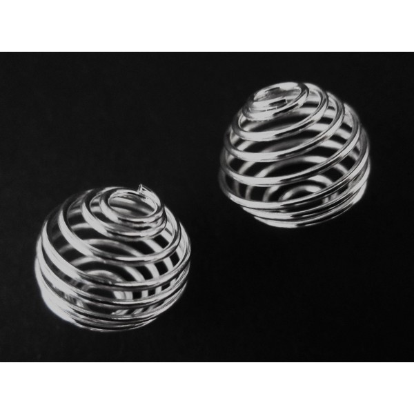 2x silberfarben Spiralen Metallperle 20x20mm silberfarben - Schmuckzubehör Metallperlen
