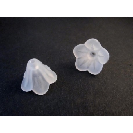 Leisure-Beads - 2x weiße Blumen Perlenkappen 14x11mm aus Acryl Glockenblumen Perlen Kappen - Schmuckzubehör Perlenkappe