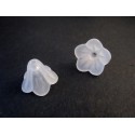 2x weiße Blumen Perlenkappen 14x11mm aus Acryl Glockenblumen Perlen Kappen - Schmuckzubehör Perlenkappe