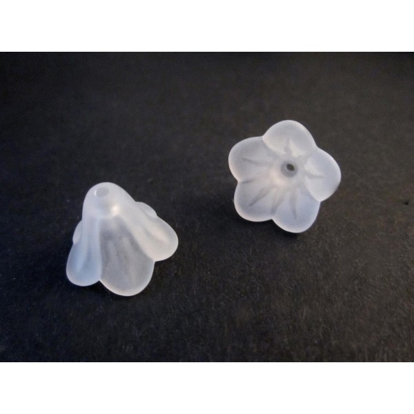 2x weiße Blumen Perlenkappen 14x11mm aus Acryl Glockenblumen Perlen Kappen - Schmuckzubehör Perlenkappe